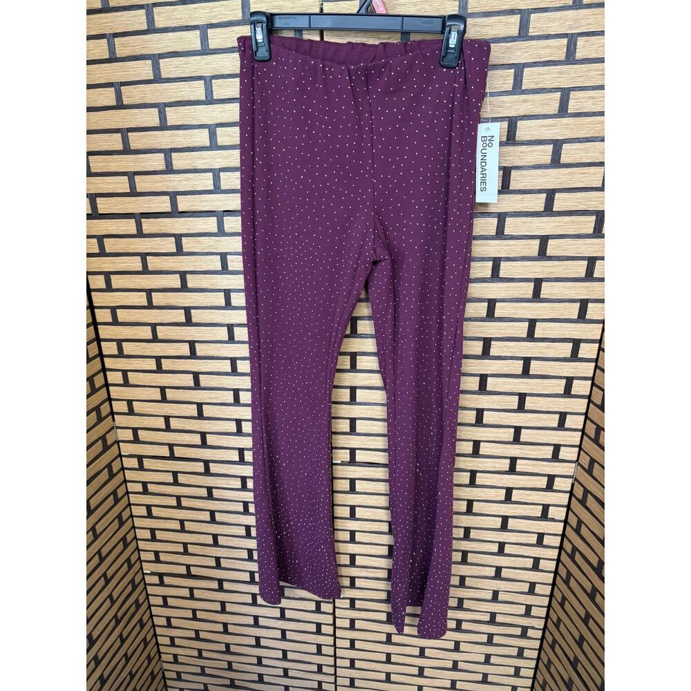 No Boundaries Burgundy Blingy Pull On Flare Leg Pants Size Medium